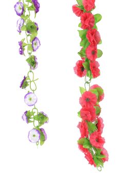 Artificial flowers. Isolated on a white background.