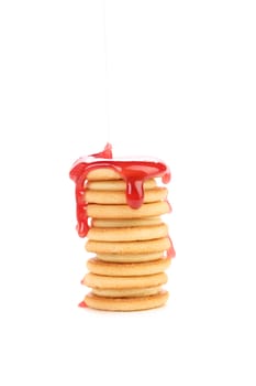 Sandwich biscuits with jam. Isolated on a white background.