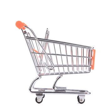 Orange pushcart. Isolated on a white background.