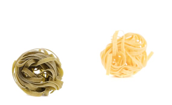 Italian pasta tagliatelle. Isolated on a white background.