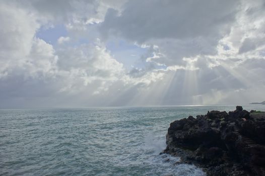 HDR Colred Sunrise Clouds over the Atlantic Ocean in Tenerife Canary Islands