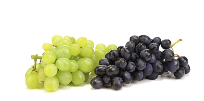 White and blue grape bunches. Isolated on a white background.