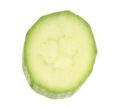 Slice of courgette. Isolated on a white background.