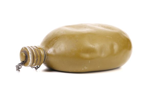 Old army flask. Isolated on a white background.