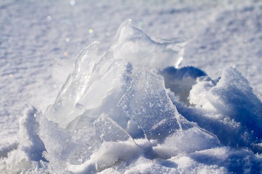 sea ice close up in the winter