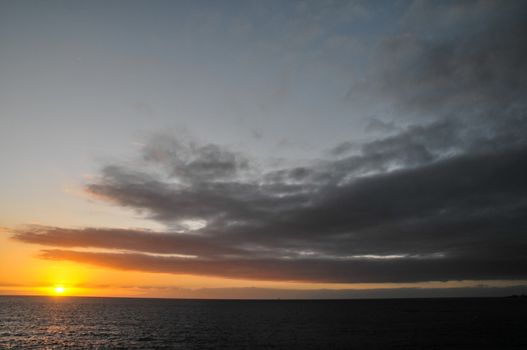 Sun Setting on the Atlantic Ocean in Tenerife Canary Island Spain