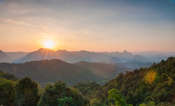 Majestic sunset in the mountains landscape at National mother Thailand