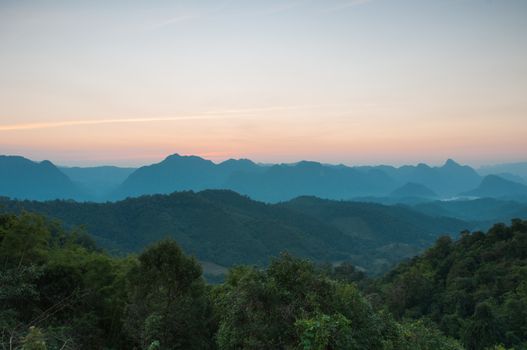 Majestic sunset in the mountains landscape at National mother Thailand