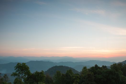 Majestic sunset in the mountains landscape at National mother Thailand