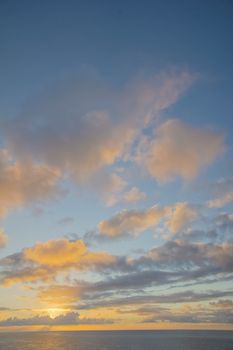 HDR Colred Sunrise Clouds over the Atlantic Ocean in Tenerife Canary Islands