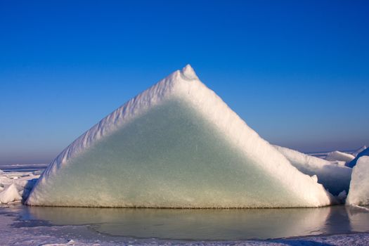 sea ice close up in the winter