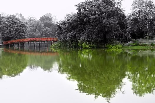 Bridge on Hoan Kiem Lake. Hanoi, Vietnam. 