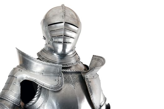 Armour of the medieval knight. Metal protection of the soldier against the weapon of the opponent