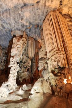 Beautiful limestone formations in an underground cavern in Oudtshoorn South Africa