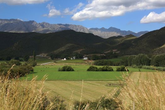 Pretty farmlands in the mountainous area in South Africa