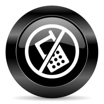 black circle web button on white background