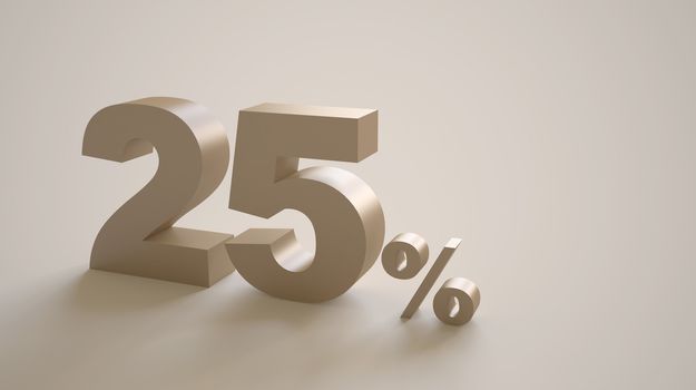 3d rendering of 25 percent isolated background