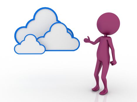 3d character showing cloud computing concept