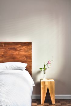 Beautiful Clean and Modern Bedroom with empty wall to add some text, logo, image, etc.