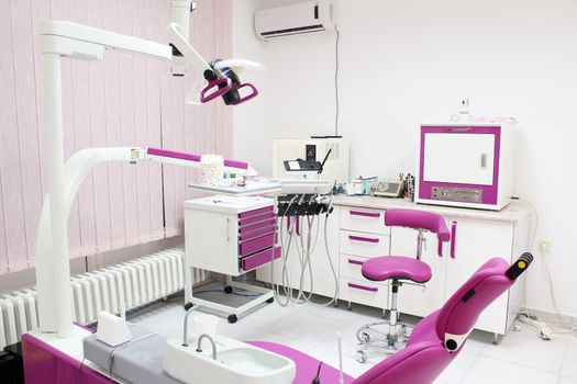 dental practice with chair and equipment