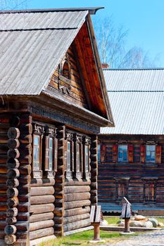 Russian wooden hut in the old style