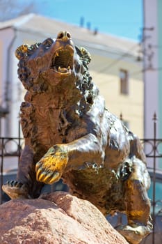 famous sculpture bear in Yaroslavl, symbol of the city