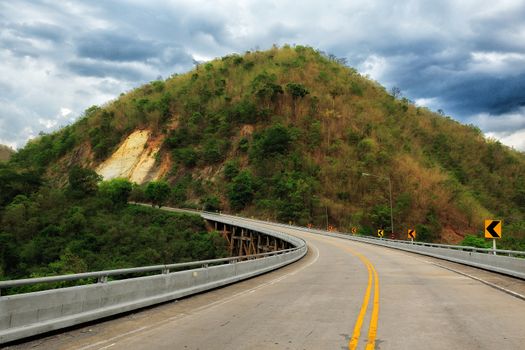 Curve road mountain in dark