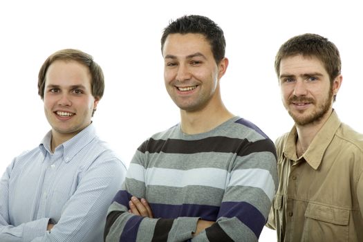 three casual men isolated on white background