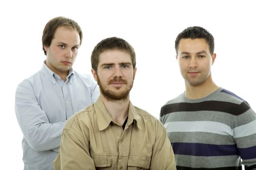 three casual men isolated on white background