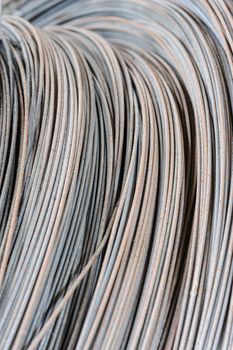 hank of metal wire, selective focus, usable as background