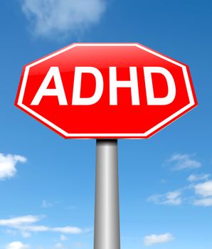 Illustration depicting a sign with an ADHD concept.