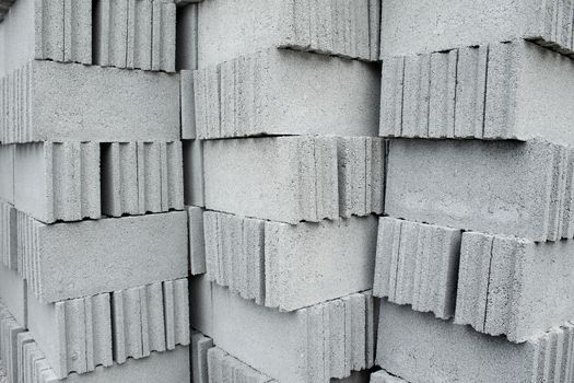 Pallets of concrete blocks