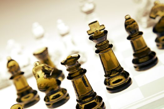 Game of glass chess pieces