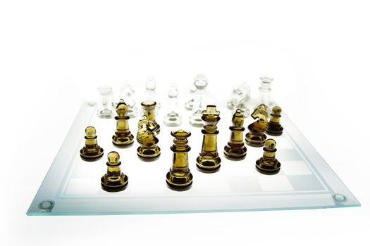 Game of glass chess pieces