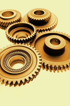 Metal cog gears bonding together 