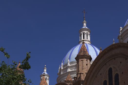 CUENCA, ECUADOR - FEBRUARY 13, 2014: Blue-colored dome of the Cathedral of the Immaculate Conception (commonly known as the New Cathedral) on February 13, 2014 in Cuenca, Azuay Province, Ecuador