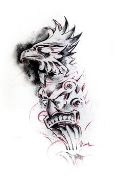 Handmade tattoo sketch over white paper