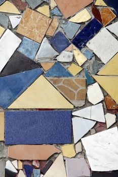 Background of Colored Mosaic with Old Broken Tiles