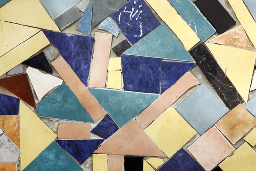 Background of Colored Mosaic with Old Broken Tiles