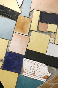 Background of Colored Mosaic with Old Broken Tiles