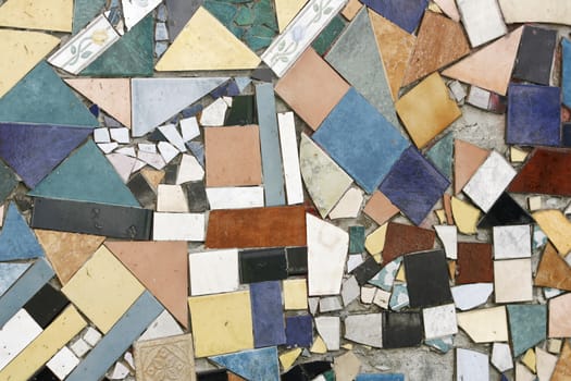 Background of Colored Mosaic with Old Broken Tiles