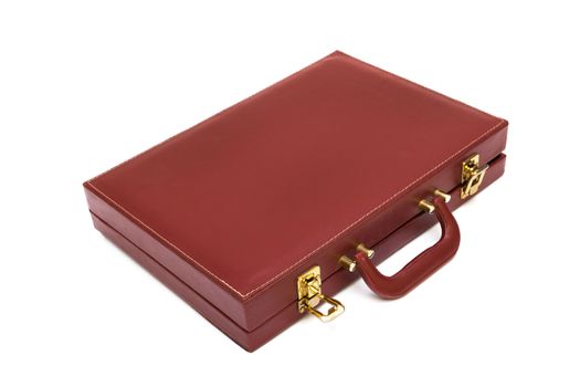 red attache case on a white background