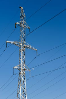 high voltage electric power lines on pylons