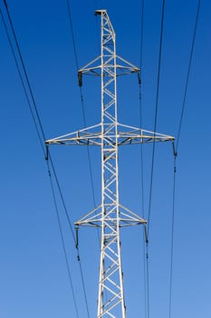 high voltage electric power lines on pylons