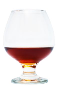 nice glass of cognac on a white background