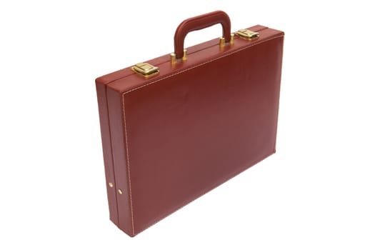 old red attache case on a white background
