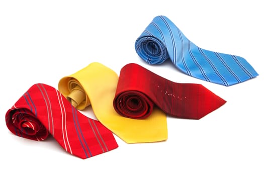 bright and fashionable ties on a white background