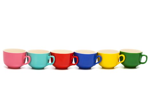 Beautiful color cups on a white background