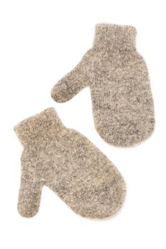 warm gloves made of wool on a white background