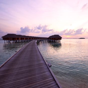 Beautiful sunset at Maldivian beach